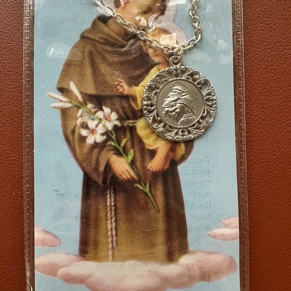 SAINT Anthony MEDAL Saint of Miracles Pendant Necklace‎ Catholic Religious - Picture 3 of 3